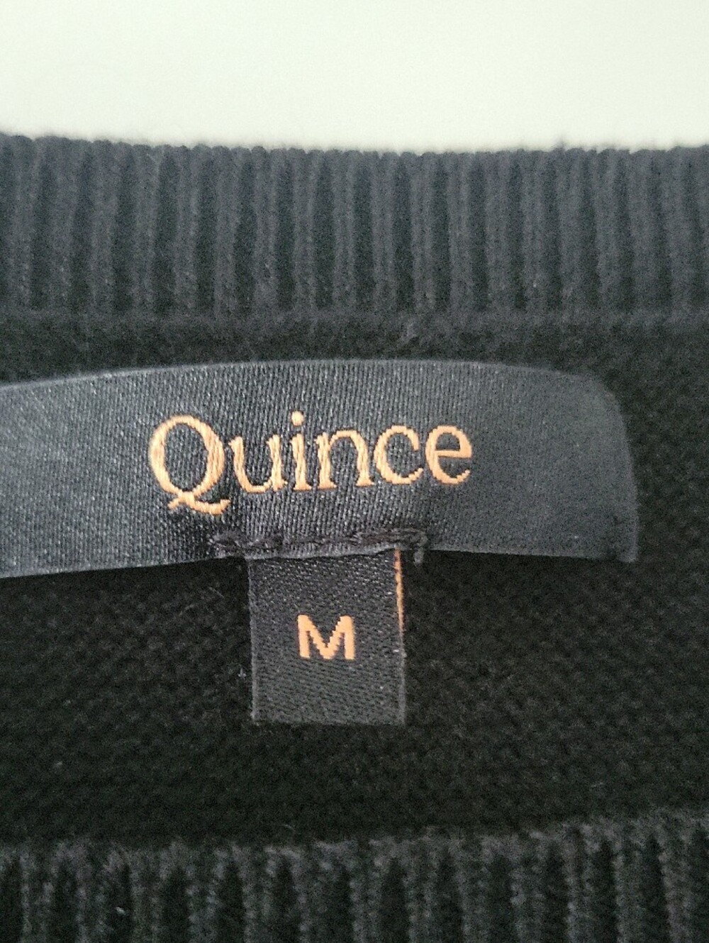 NWOT Quince Women's Black Crewneck Dolman-Sleeve Link Knit Sweater - Picture 3 of 4